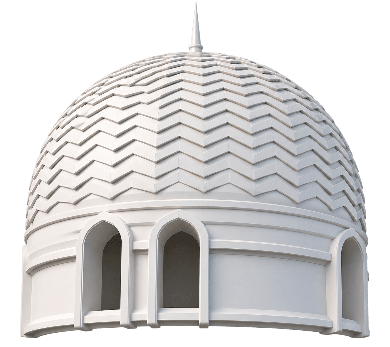 Model kubah masjid Putih Arsitektural dengan nuansa netral